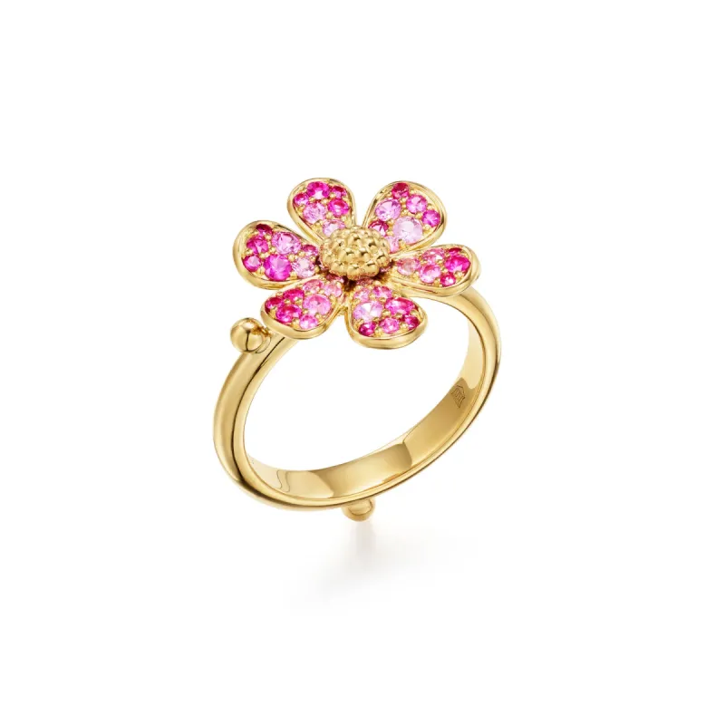 18K Flower Power Ruby Ring sold by TEMPLE ST CLAIR