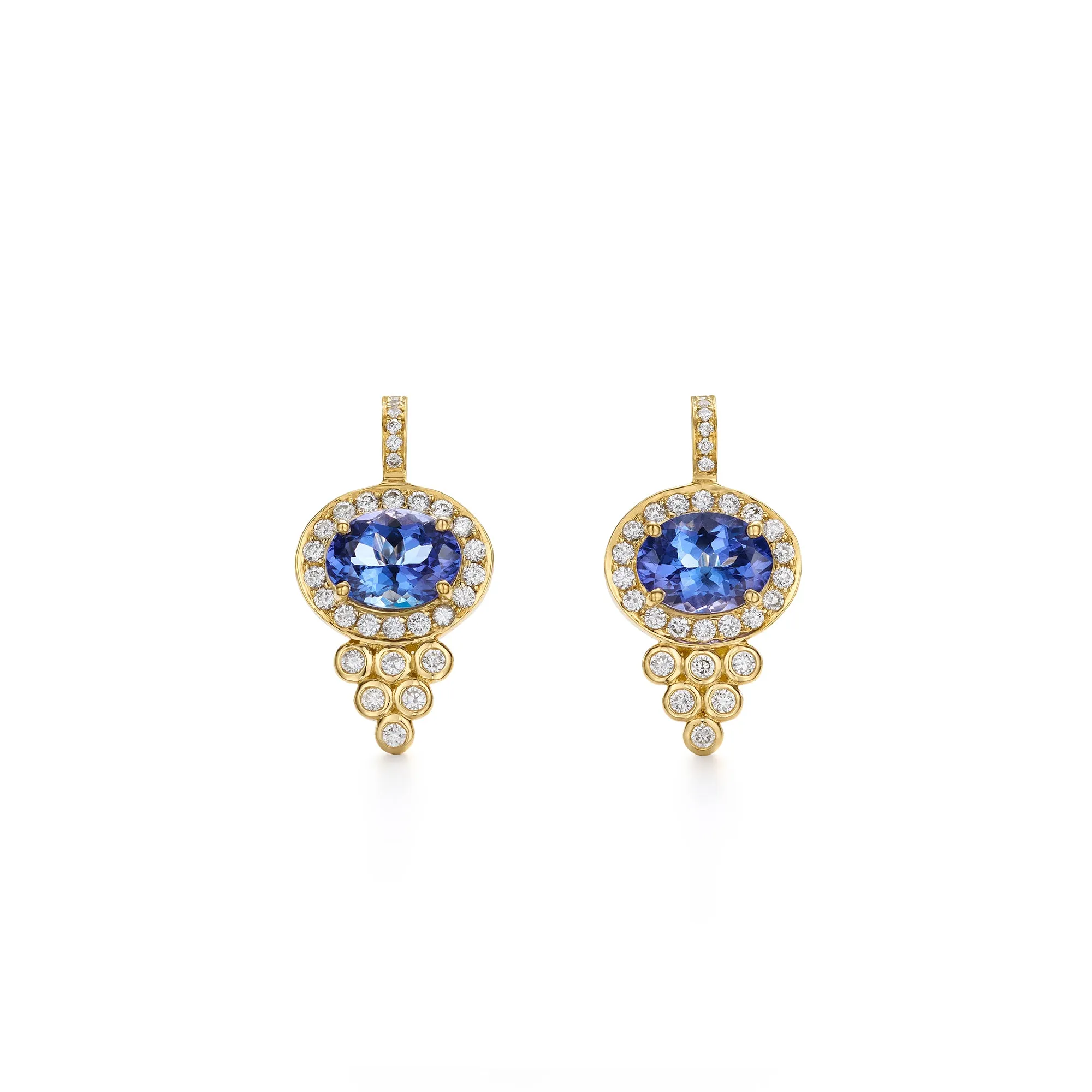 18K Halo Oval Earrings sold by TEMPLE ST CLAIR