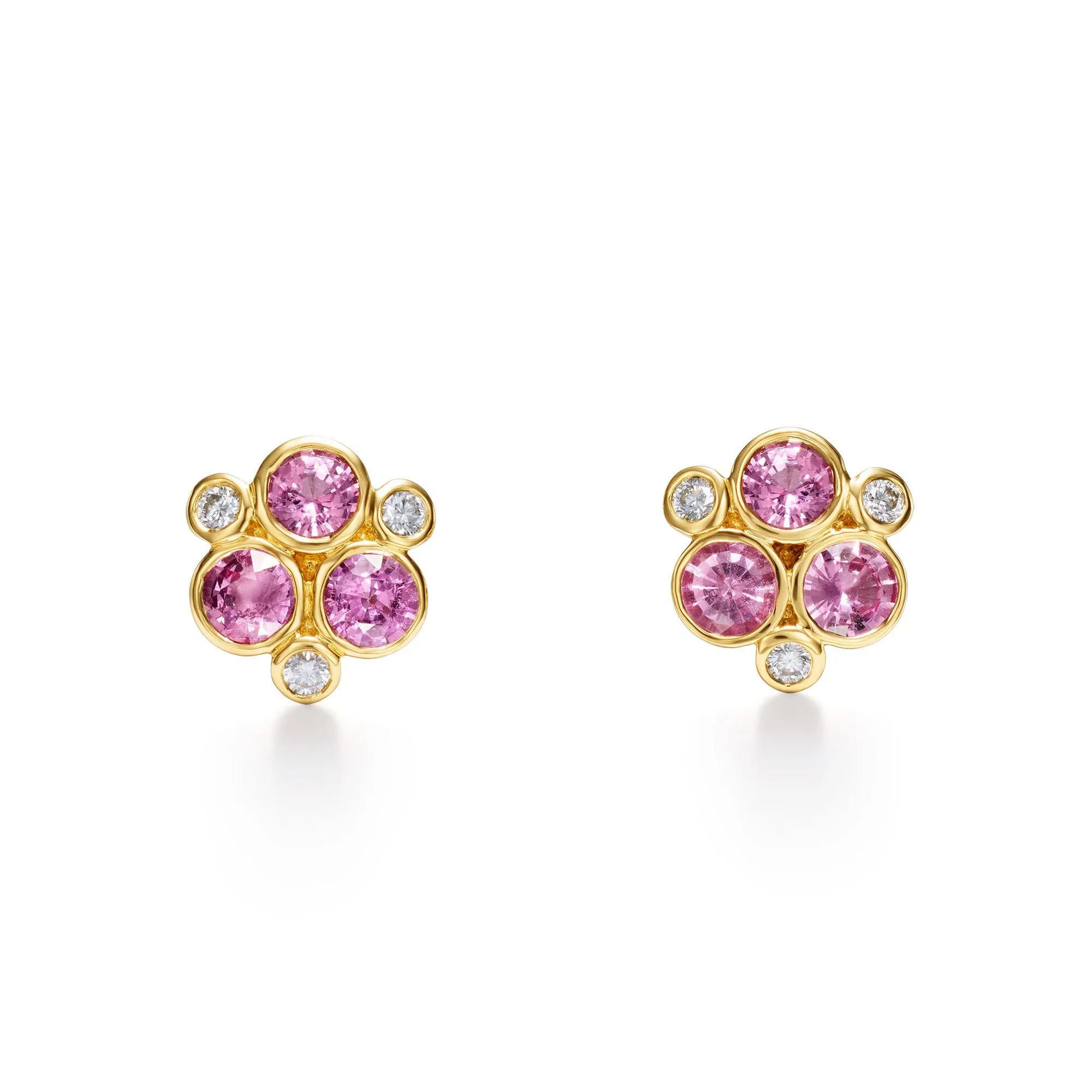 18K Pink Sapphire Trio Earrings sold by TEMPLE ST CLAIR
