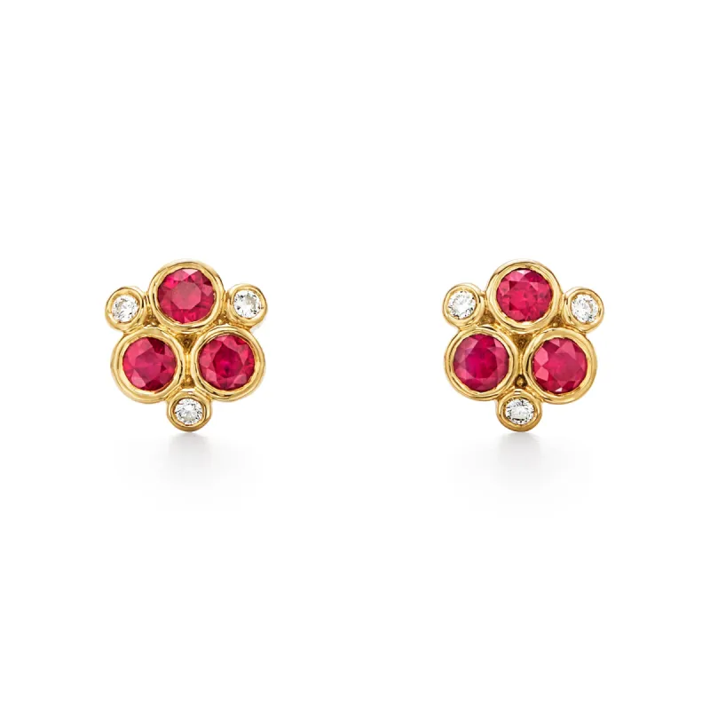 18K Ruby Trio Earrings sold by TEMPLE ST CLAIR