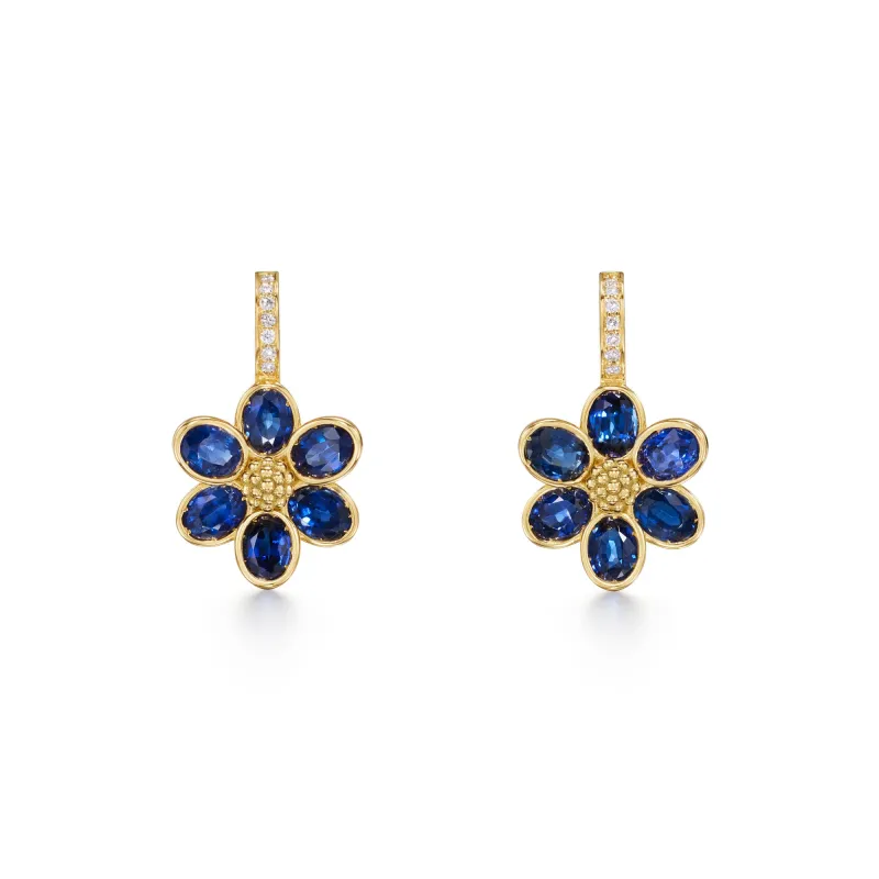18K Blue Sapphire Fiori Earring sold by TEMPLE ST CLAIR
