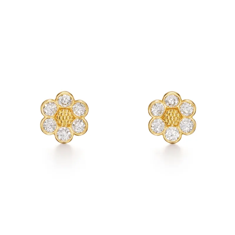 18K Diamond Fiori Post Earring sold by TEMPLE ST CLAIR