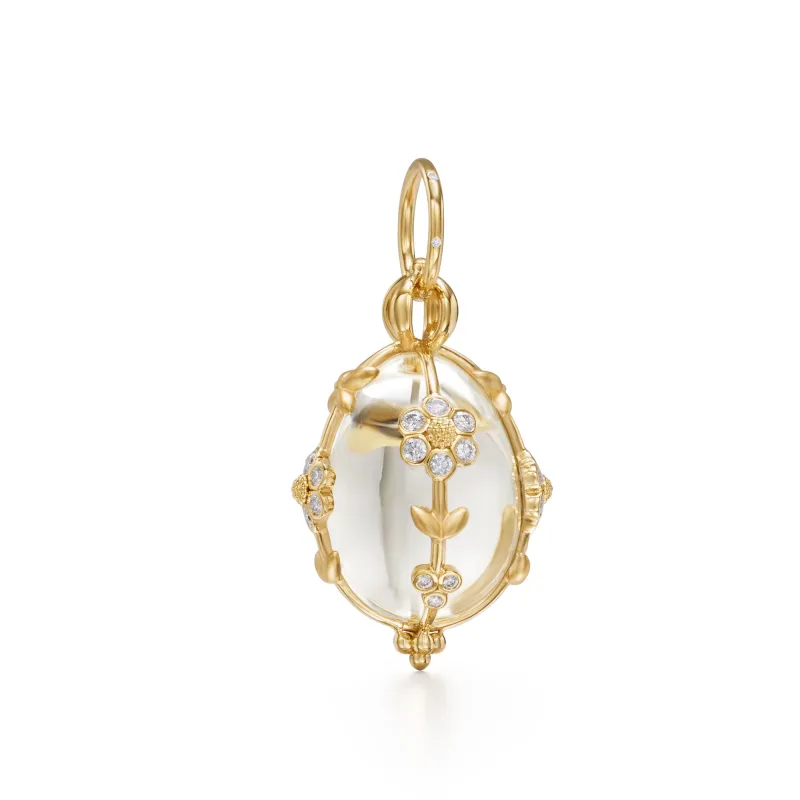 18K Medium Diamond Fiori Rock Crystal Amulet sold by TEMPLE ST CLAIR