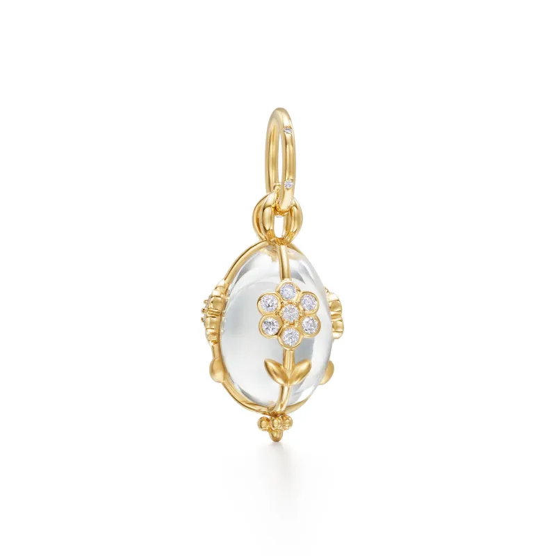 18K Small Diamond Fiori Rock Crystal Amulet sold by TEMPLE ST CLAIR