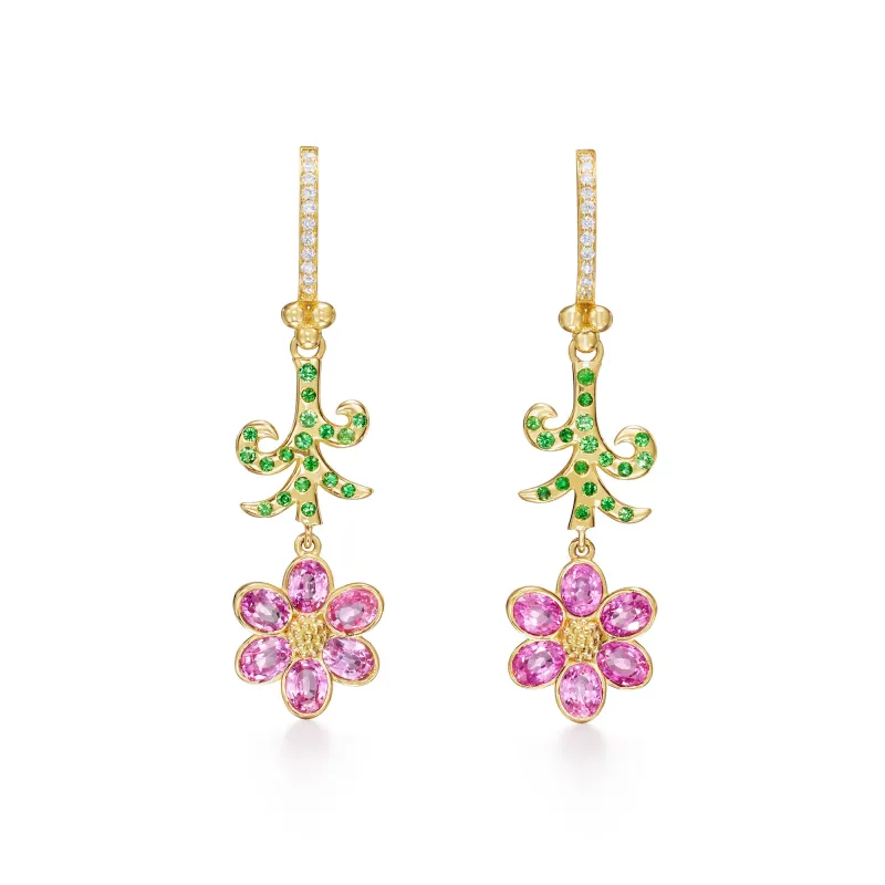 18K Pink Sapphire Primavera Drop Earrings sold by TEMPLE ST CLAIR