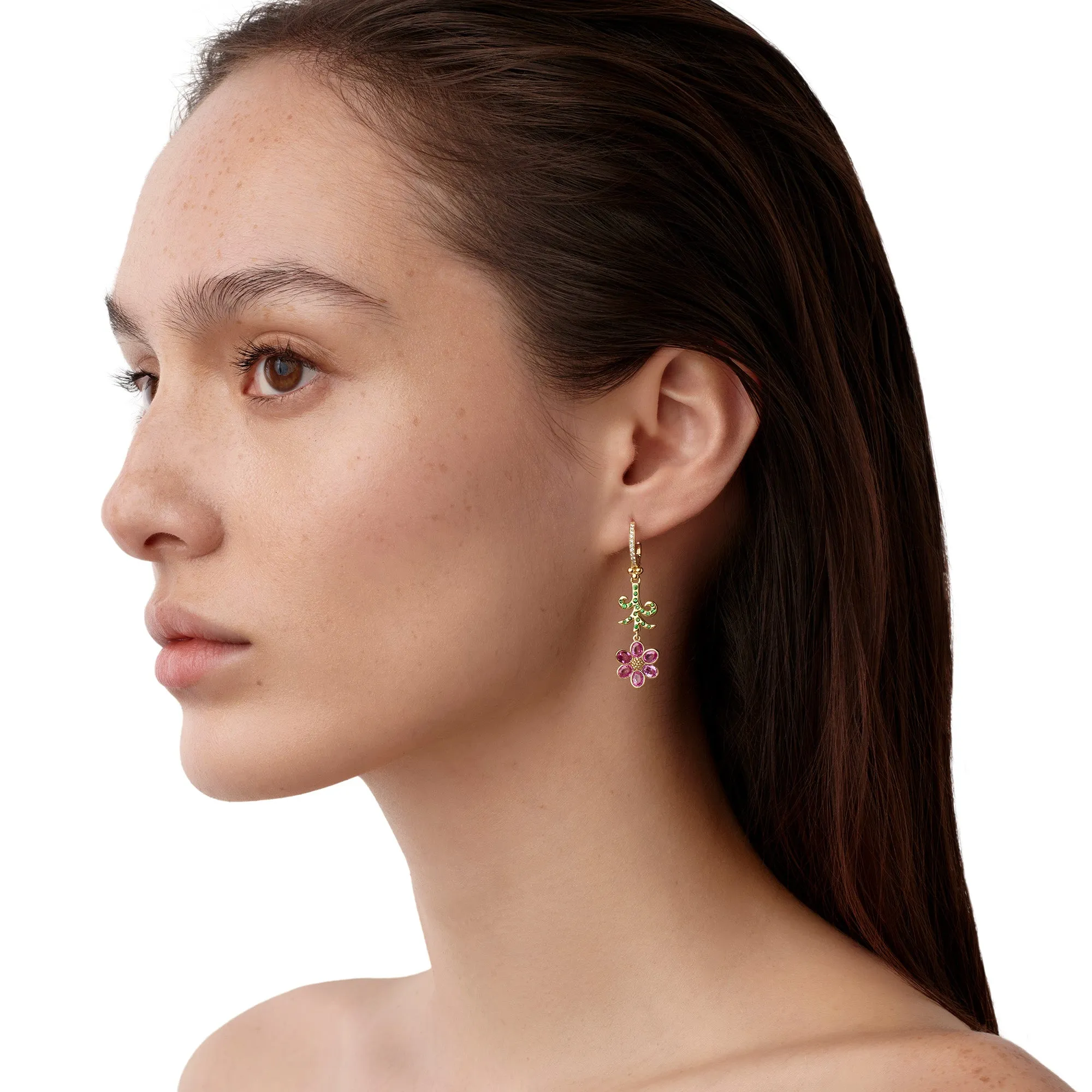 18K Pink Sapphire Primavera Drop Earrings sold by TEMPLE ST CLAIR product image thumbnail 2