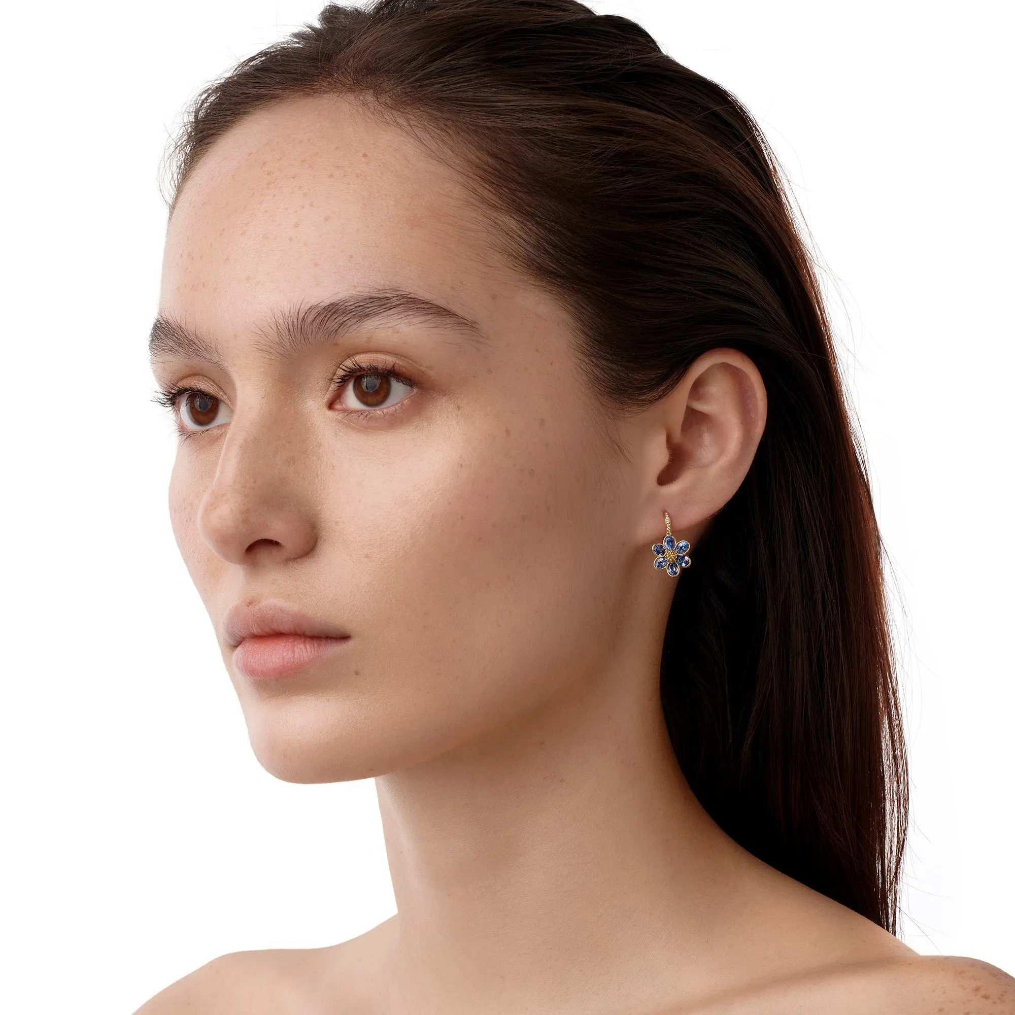 18K Blue Sapphire Fiori Earrings sold by TEMPLE ST CLAIR product image thumbnail 2