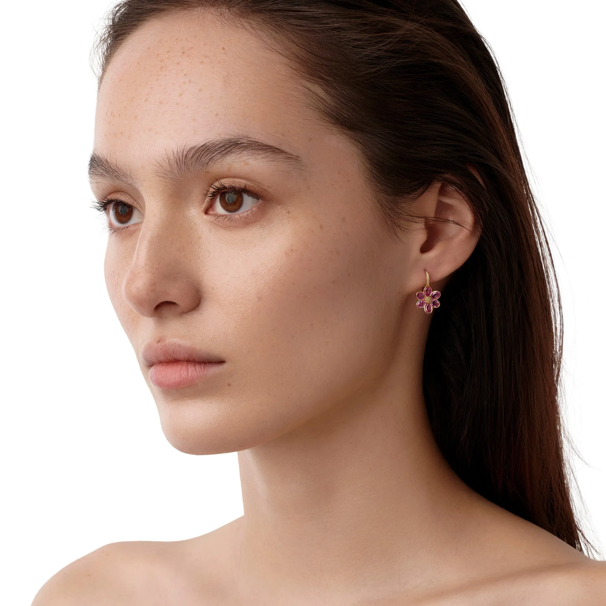 18K Pink Sapphire Fiori Earrings sold by TEMPLE ST CLAIR product image thumbnail 2