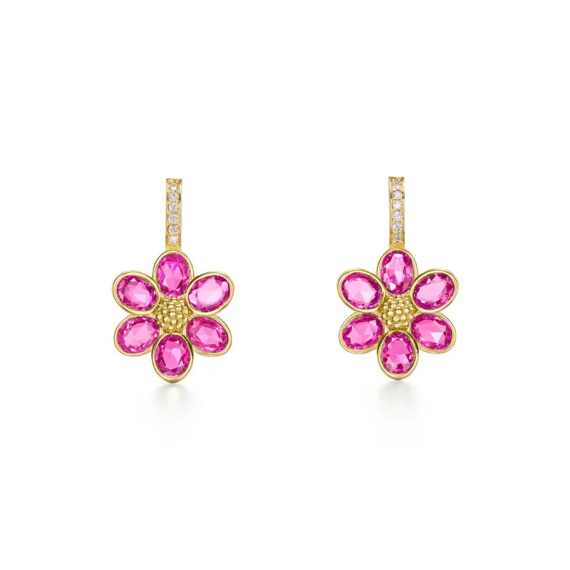 18K Pink Sapphire Fiori Earrings sold by TEMPLE ST CLAIR