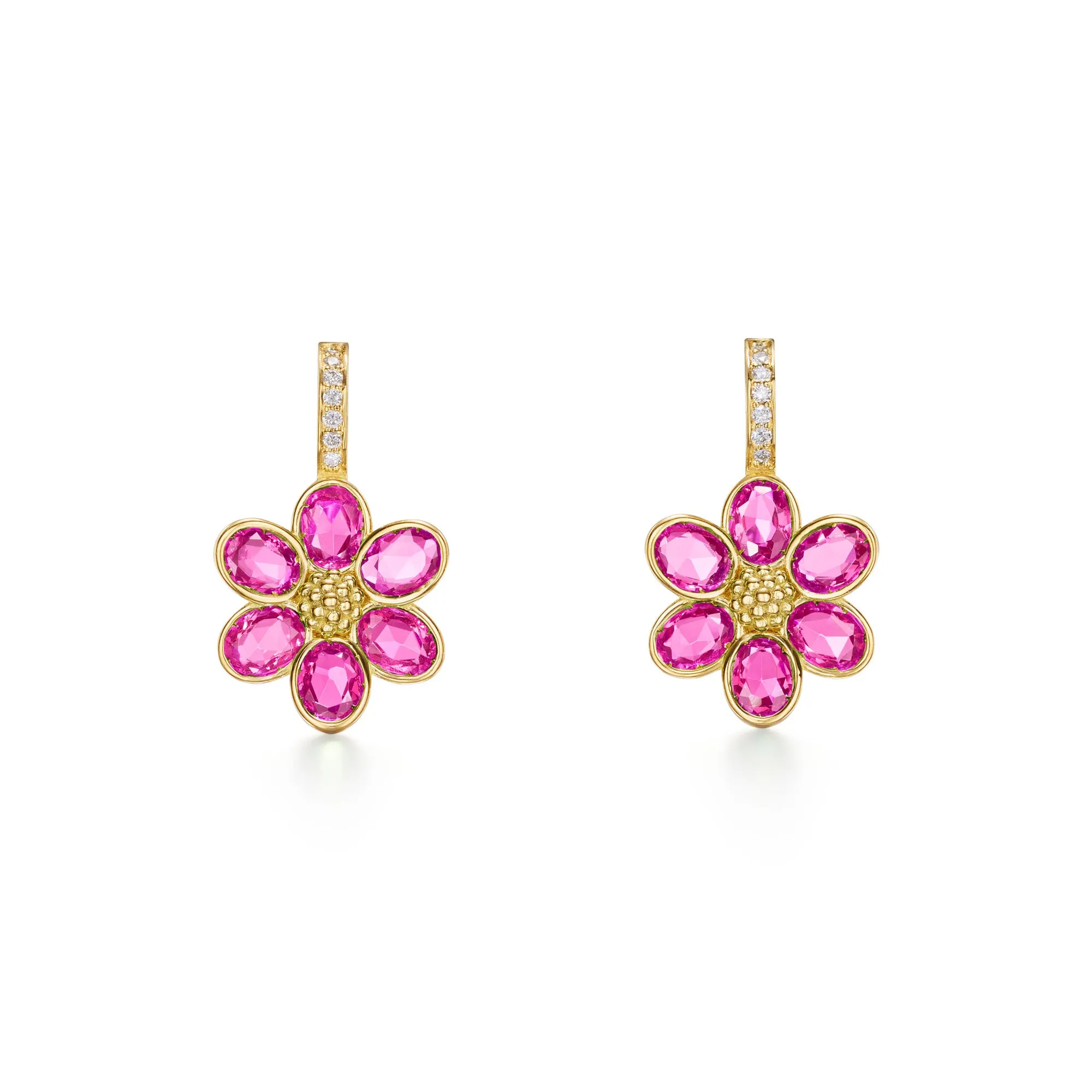 18K Pink Sapphire Fiori Earrings sold by TEMPLE ST CLAIR
