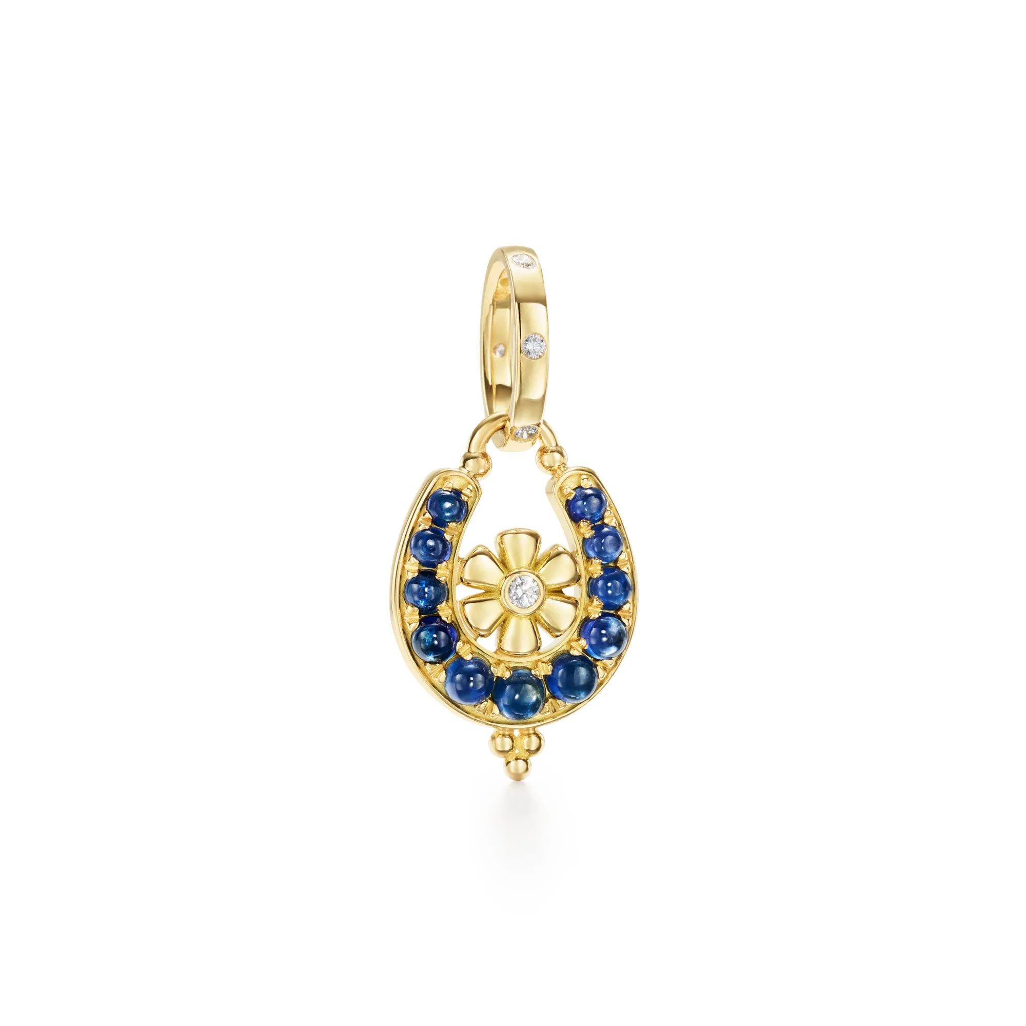 18K Blue Sapphire Horseshoe Pendant sold by TEMPLE ST CLAIR