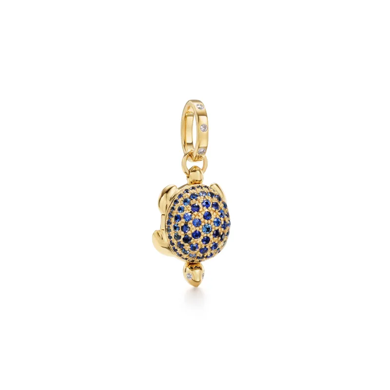 18K Blue Sapphire Pavé Turtle Locket sold by TEMPLE ST CLAIR