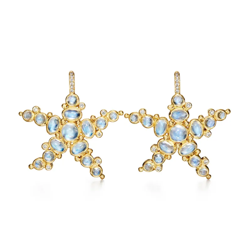 18K Blue Moon Sea Star Earrings sold by TEMPLE ST CLAIR