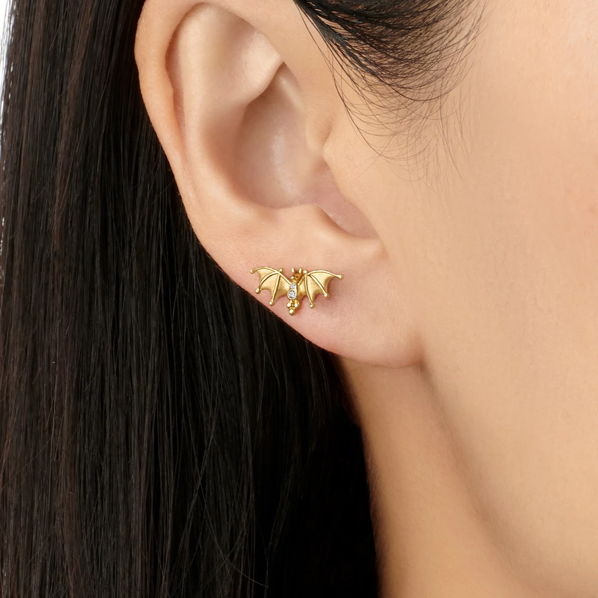 18K Mini Bat Earring sold by TEMPLE ST CLAIR product image thumbnail 3
