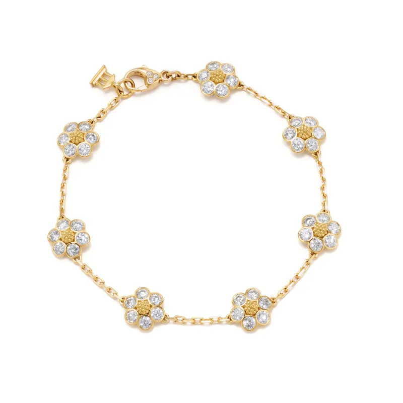 18K Diamond Fiori Link Bracelet sold by TEMPLE ST CLAIR