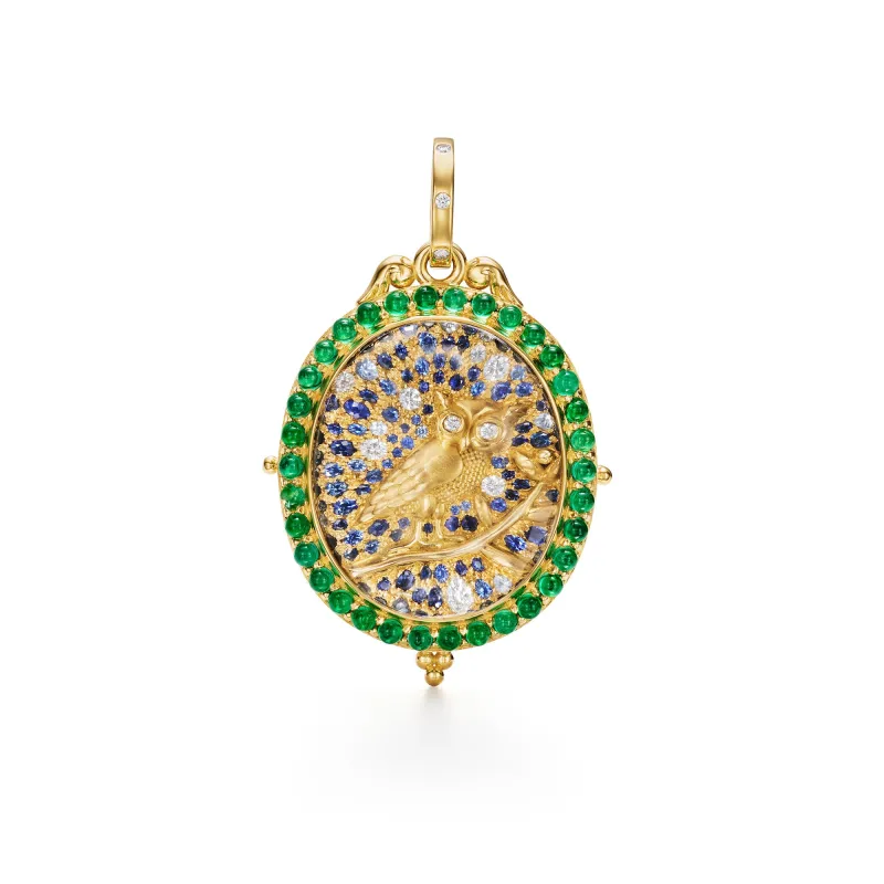 18K Emerald Nocturne Owl Locket sold by TEMPLE ST CLAIR