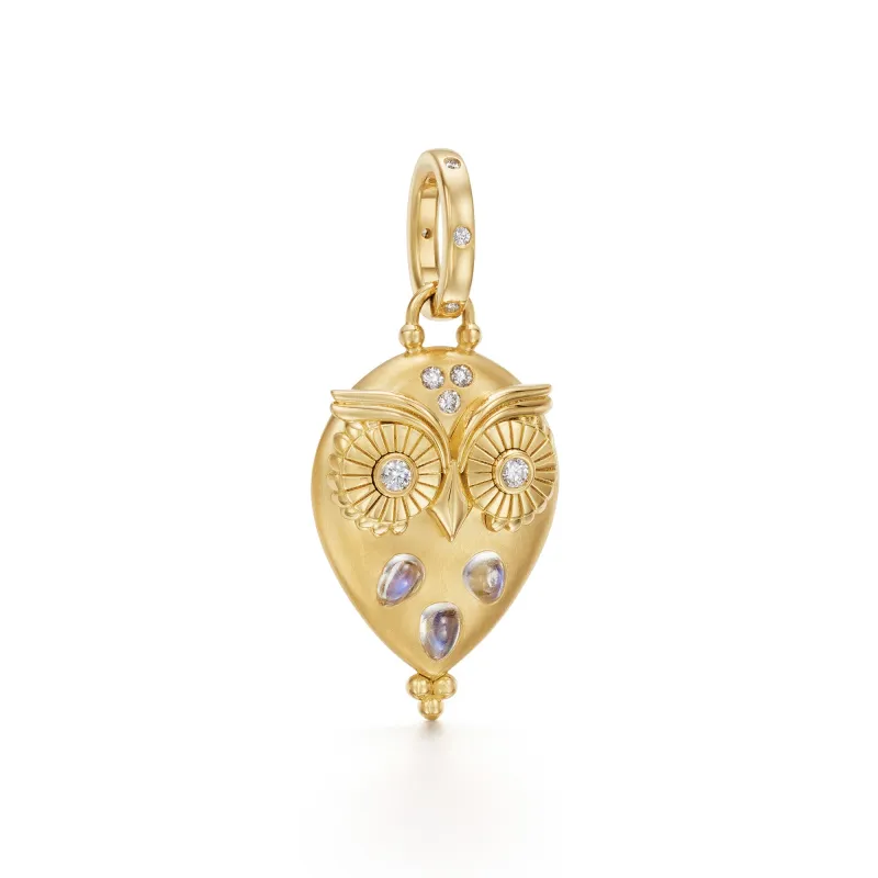 18K Blue Moonstone Night Owl Pendant sold by TEMPLE ST CLAIR