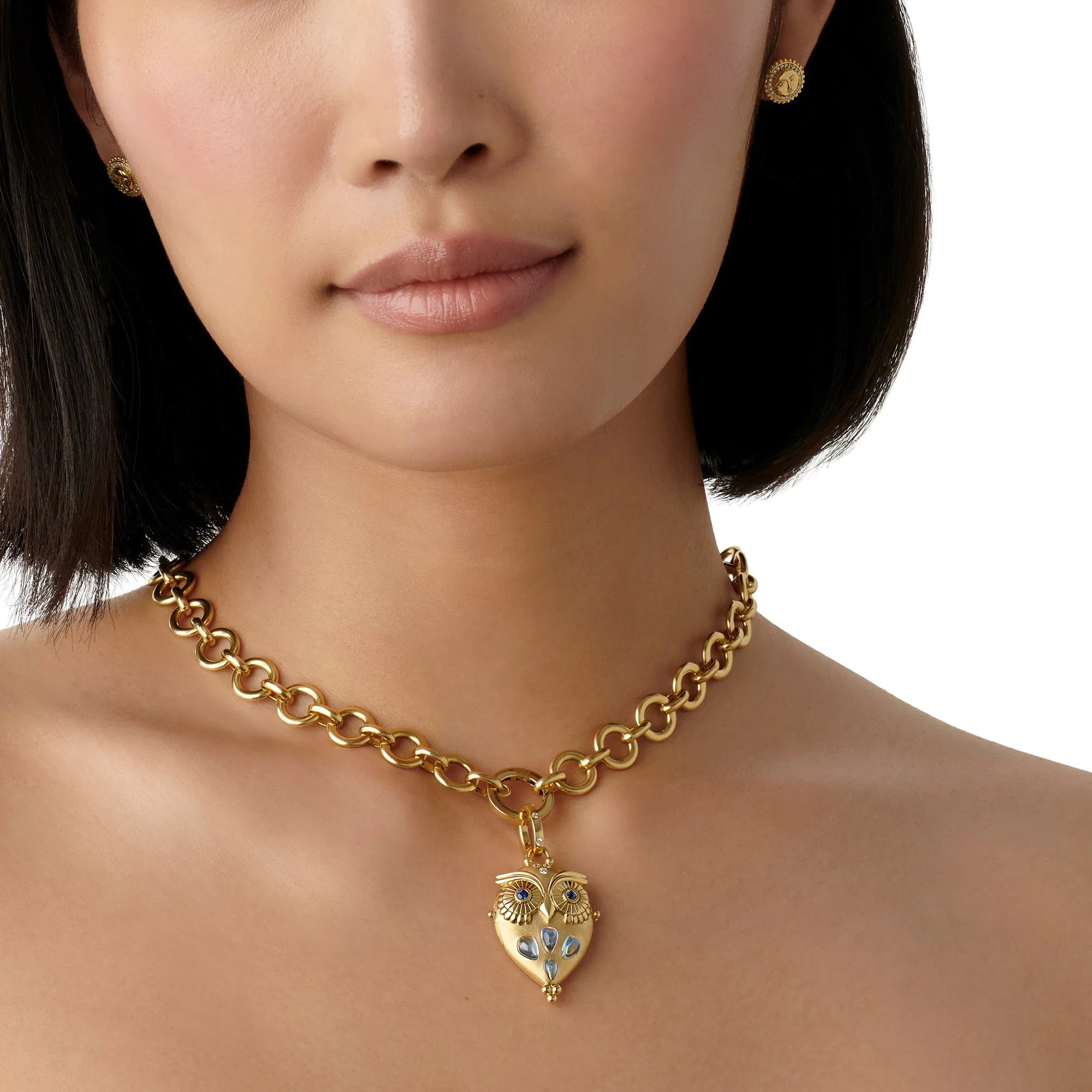 18K Blue Moonstone Night Owl Locket sold by TEMPLE ST CLAIR product image thumbnail 3