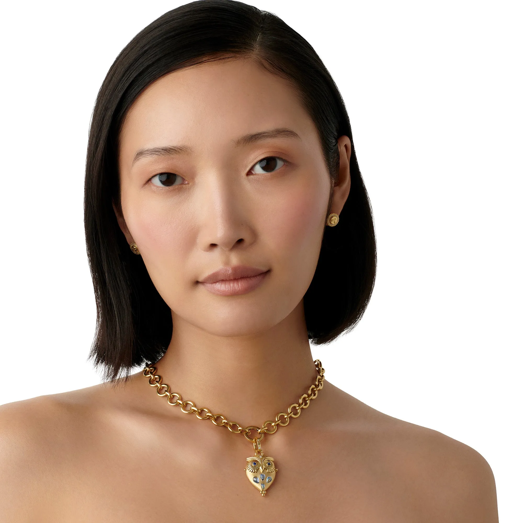 18K Blue Moonstone Night Owl Locket sold by TEMPLE ST CLAIR product image thumbnail 2