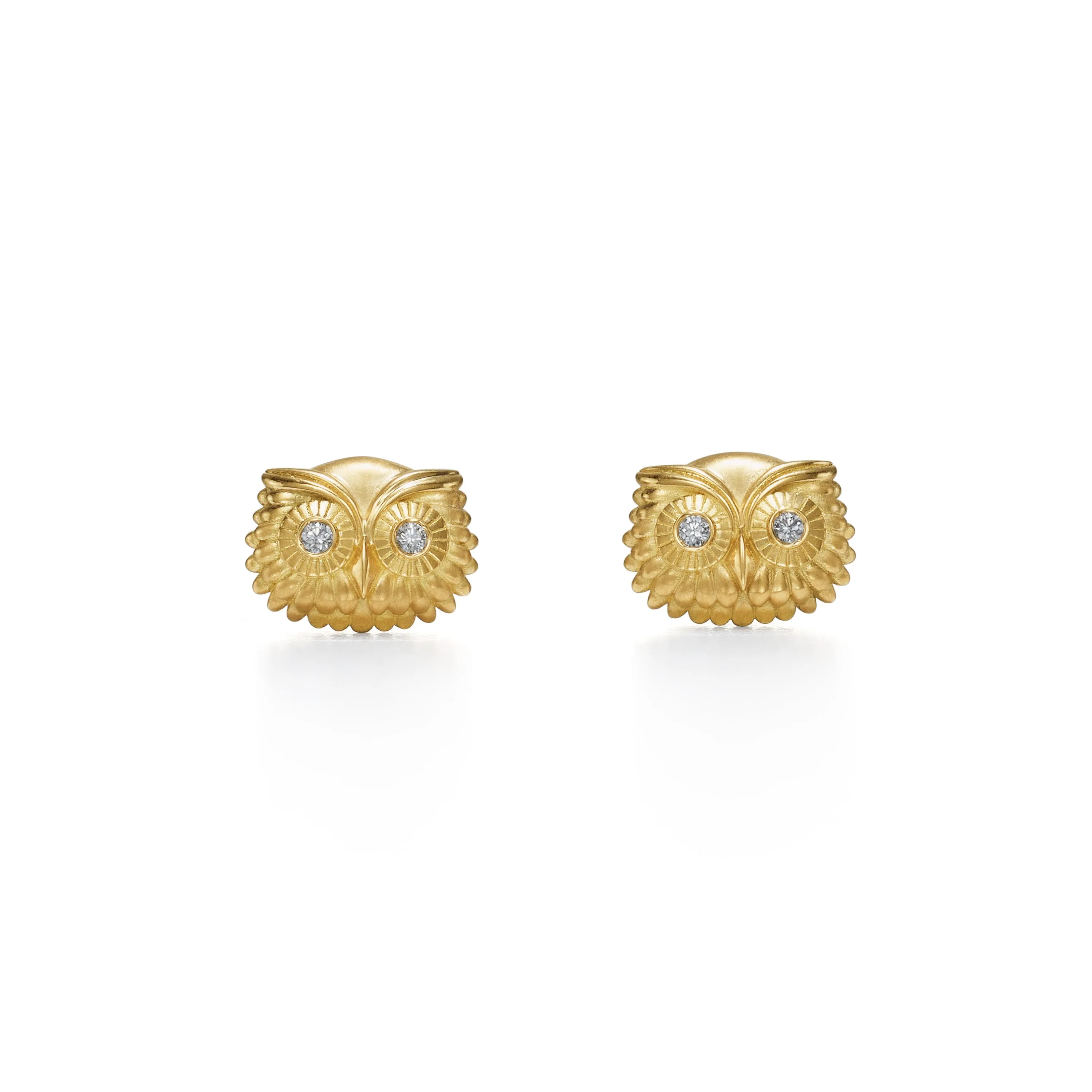 18K Athena Owl Post Earrings sold by TEMPLE ST CLAIR