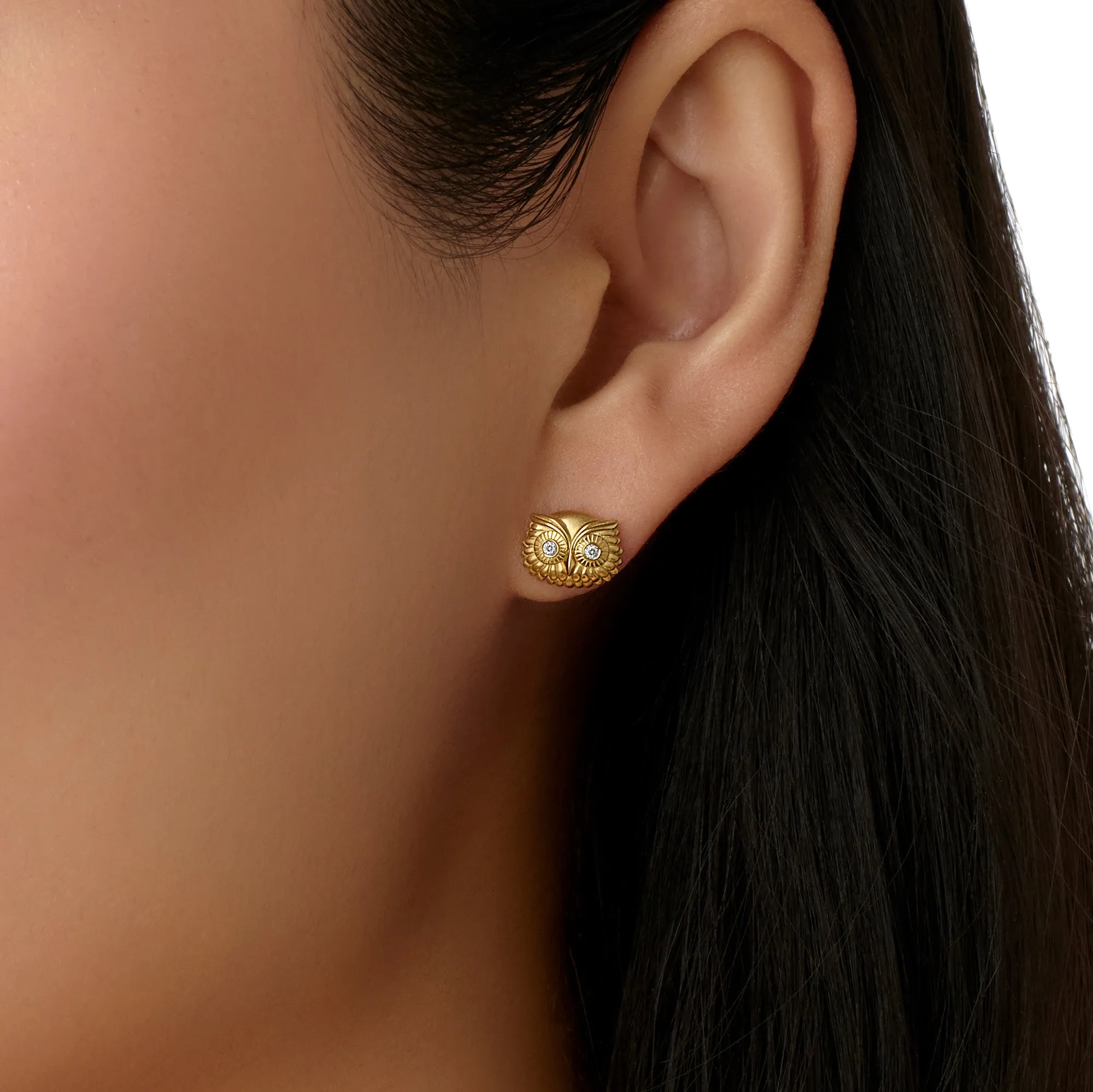18K Athena Owl Post Earrings sold by TEMPLE ST CLAIR product image thumbnail 3