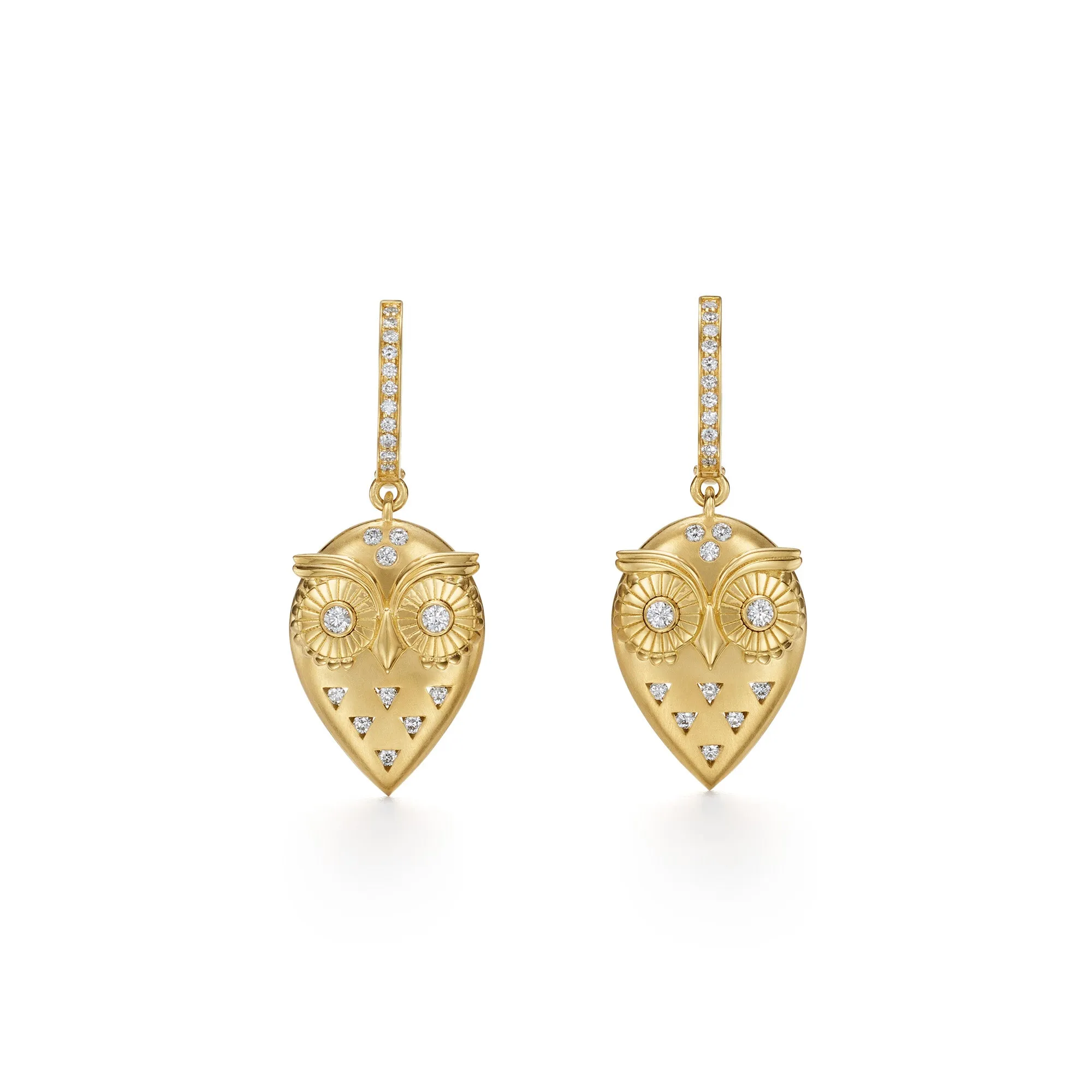 18K Triad Owl Earrings sold by TEMPLE ST CLAIR