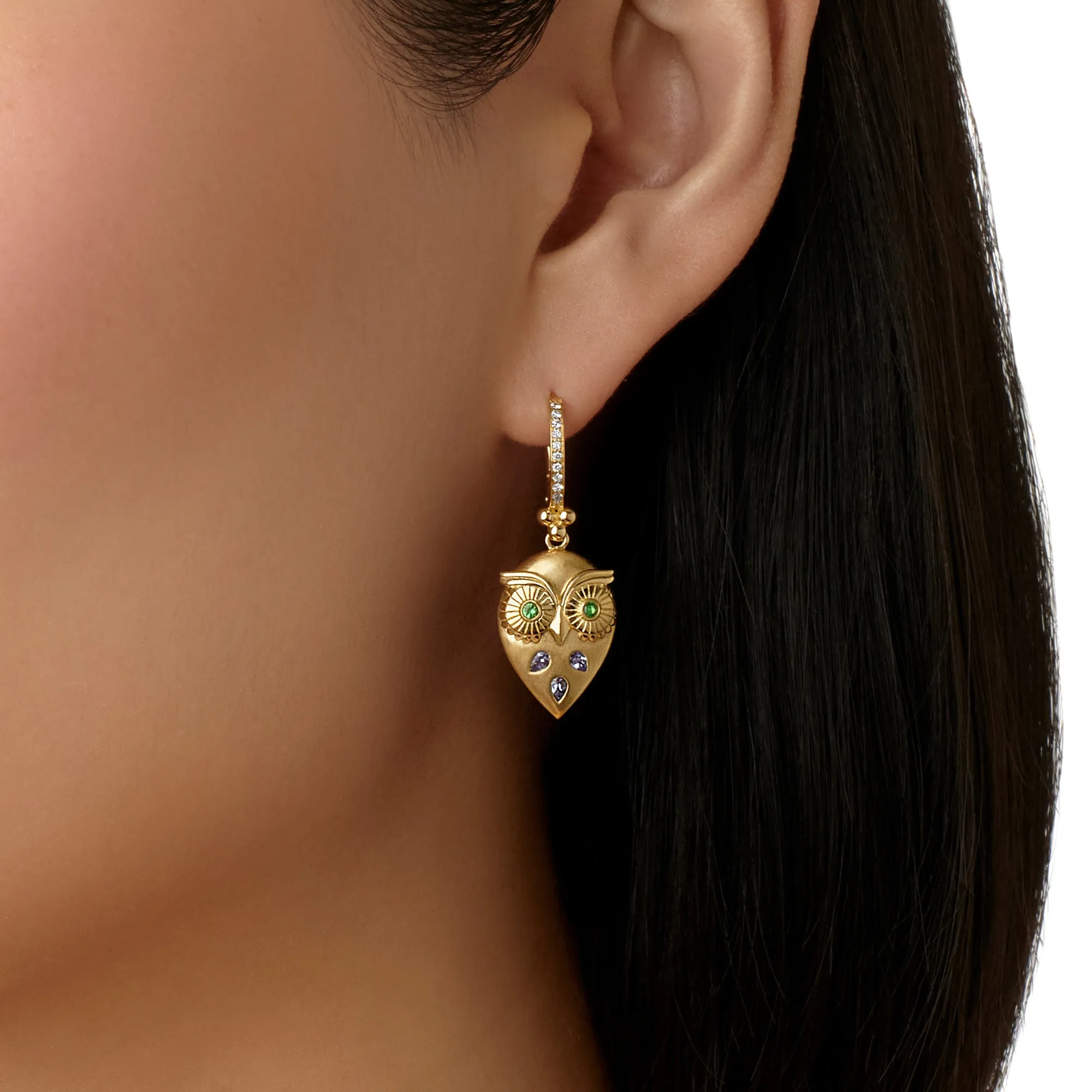 18K Tanzanite Night Owl Earrings sold by TEMPLE ST CLAIR product image thumbnail 3