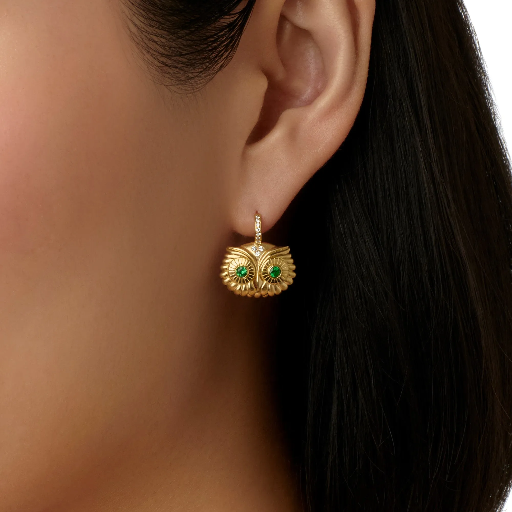 18K Athena Owl Earrings sold by TEMPLE ST CLAIR product image thumbnail 3