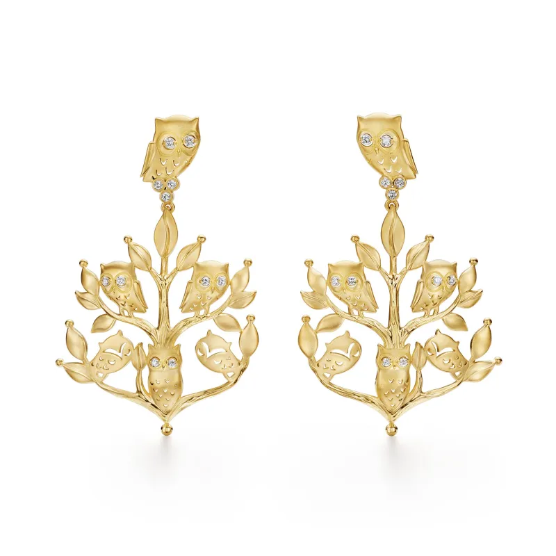 18K Owlwood Earrings sold by TEMPLE ST CLAIR