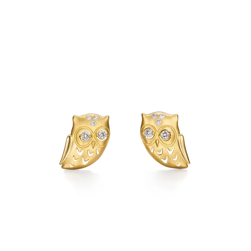 18K Owlwood Post Earrings sold by TEMPLE ST CLAIR