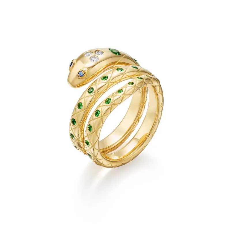 18K Tsavorite Delphi Serpent Ring made by TEMPLE ST CLAIR