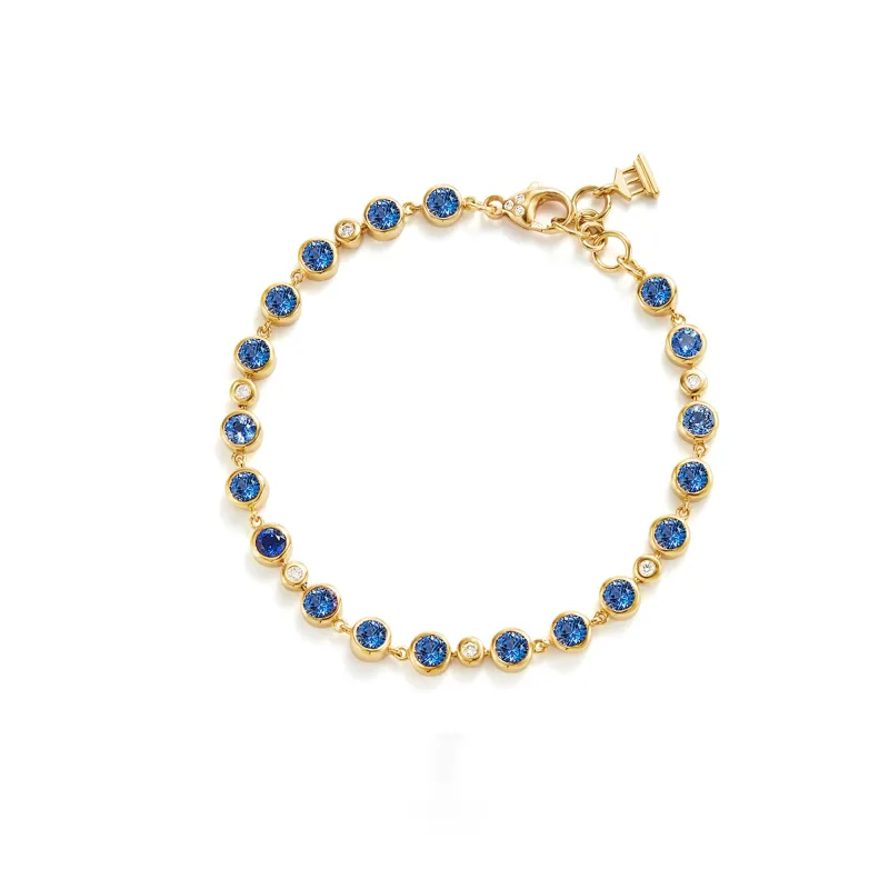 18K Blue Sapphire Link Bracelet sold by TEMPLE ST CLAIR