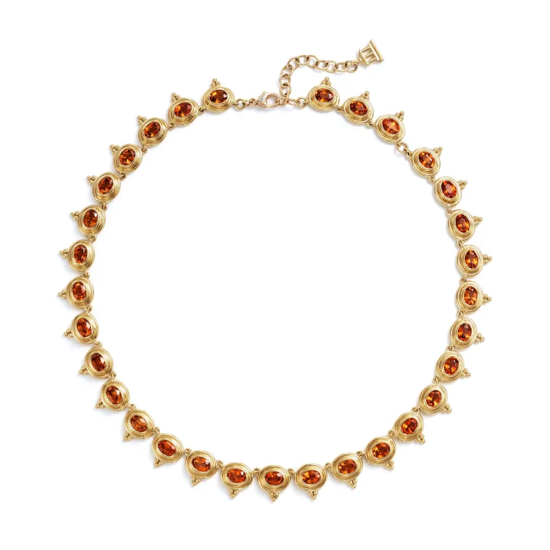 18K Mandarin Garnet Temple Necklace made by TEMPLE ST CLAIR