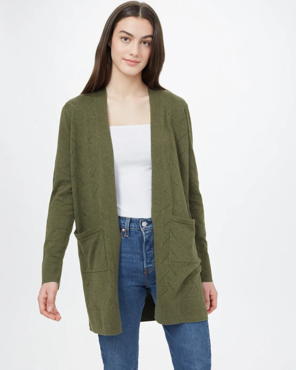 Highline Cotton Sage Tree Stitch Cardigan sold by tentree