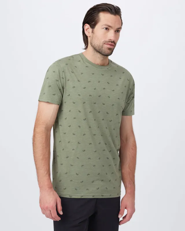 Bike Around Print T-Shirt (Midnight Blue Heather/Tourmaline) sold by tentree