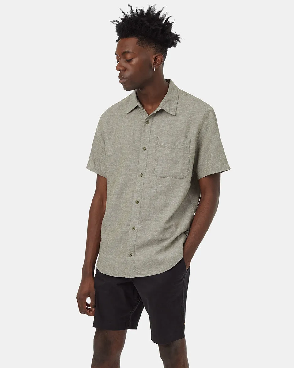 Hemp Button Front Shortsleeve Shirt (Midnight Blue) sold by tentree