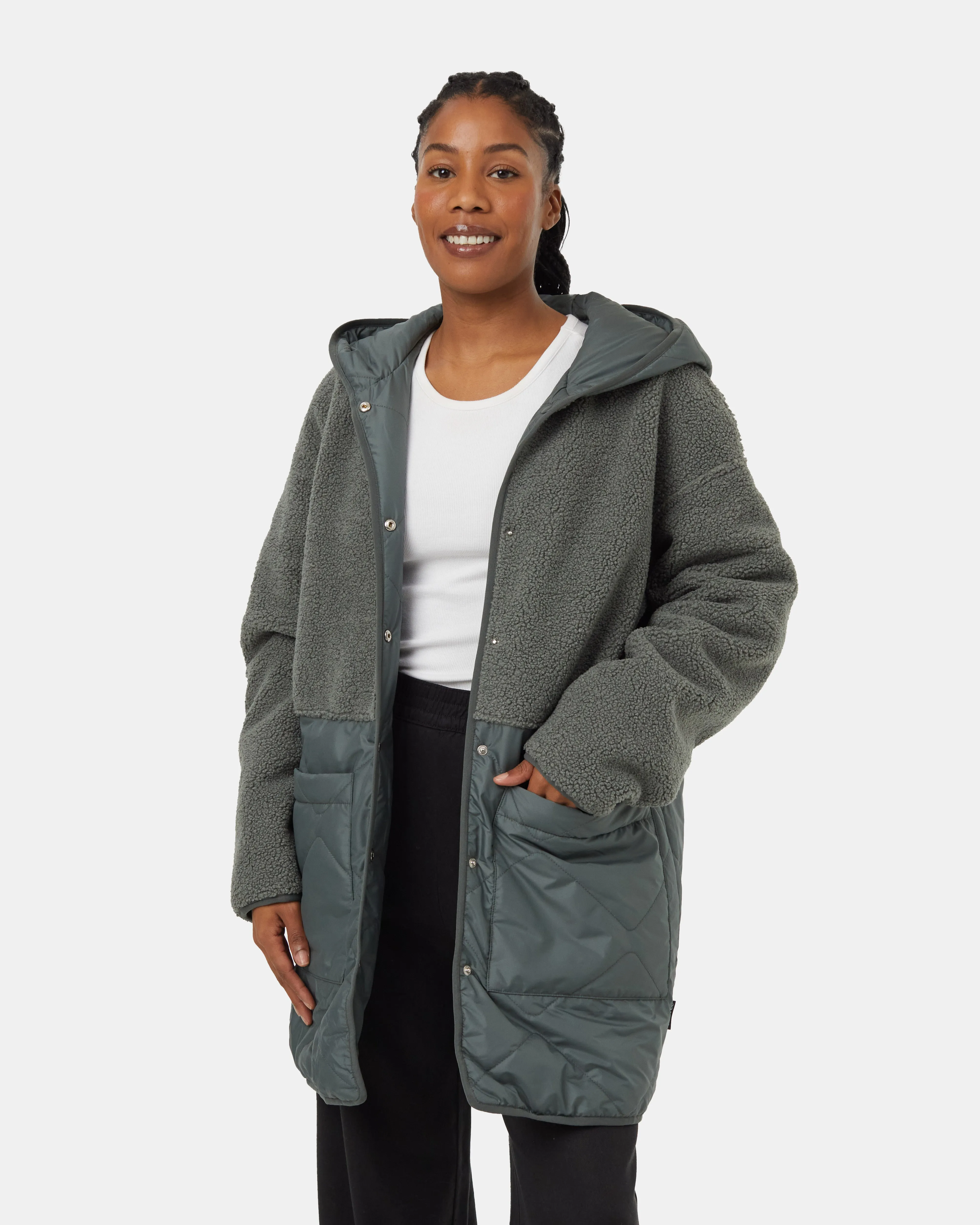 Recycled Boucle Reversible Long Jacket sold by tentree