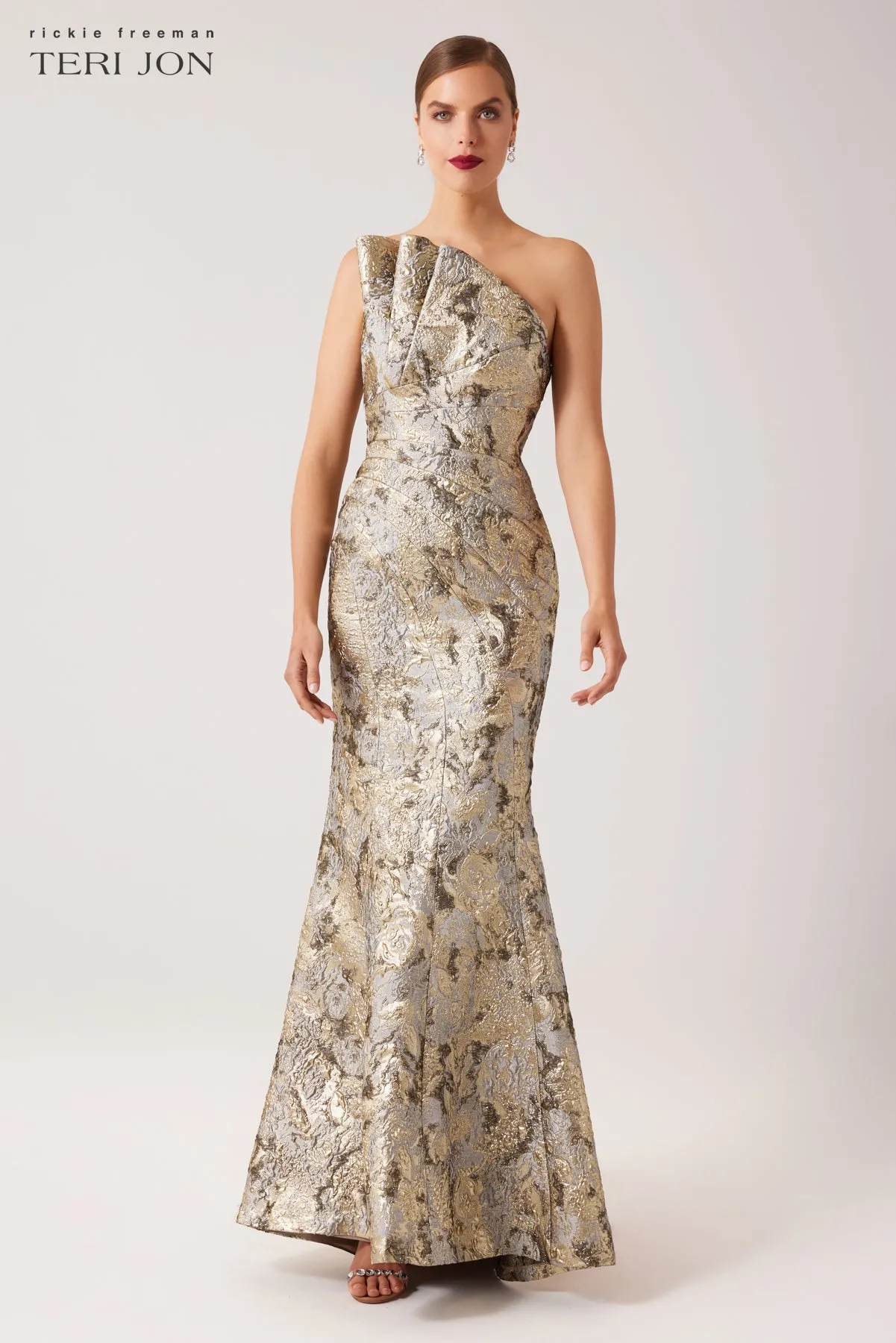 Metallic Jacquard Crumb Catcher Gown sold by Teri Jon product image thumbnail 4