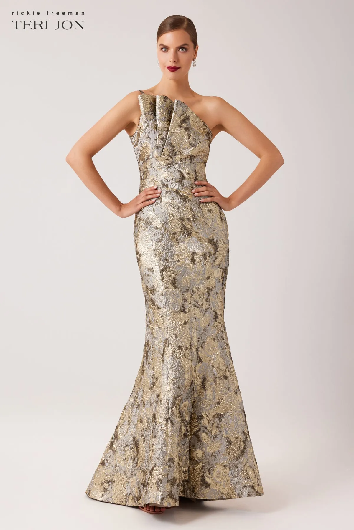 Metallic Jacquard Crumb Catcher Gown sold by Teri Jon