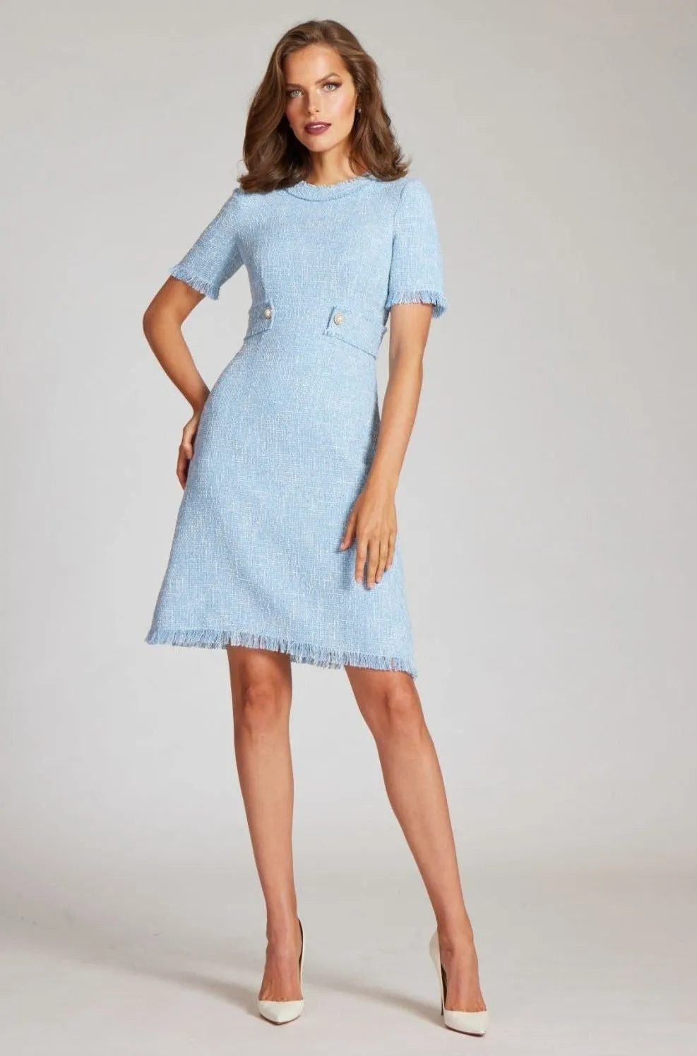 Boucle Tweed Short Sleeve Day Time Dress sold by Teri Jon