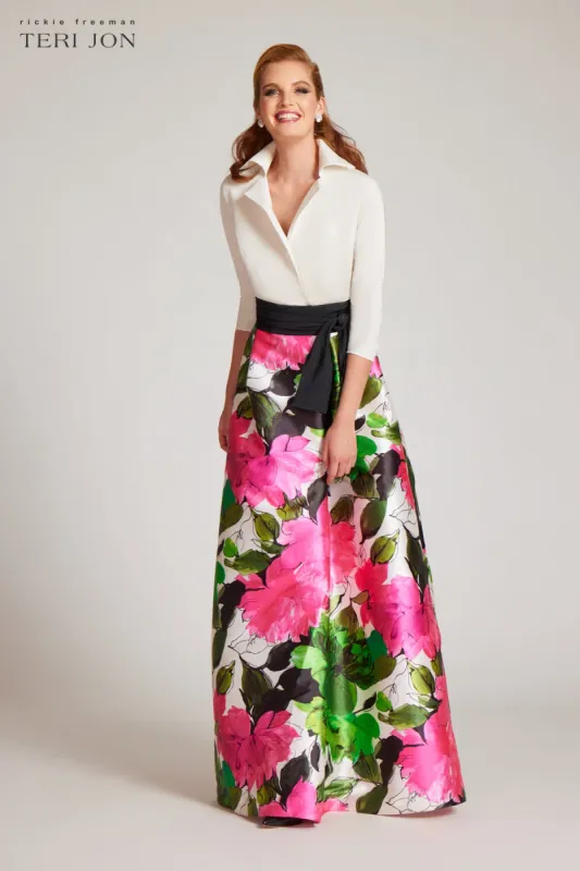 Taffeta Floral Mikado Shirtdress sold by Teri Jon