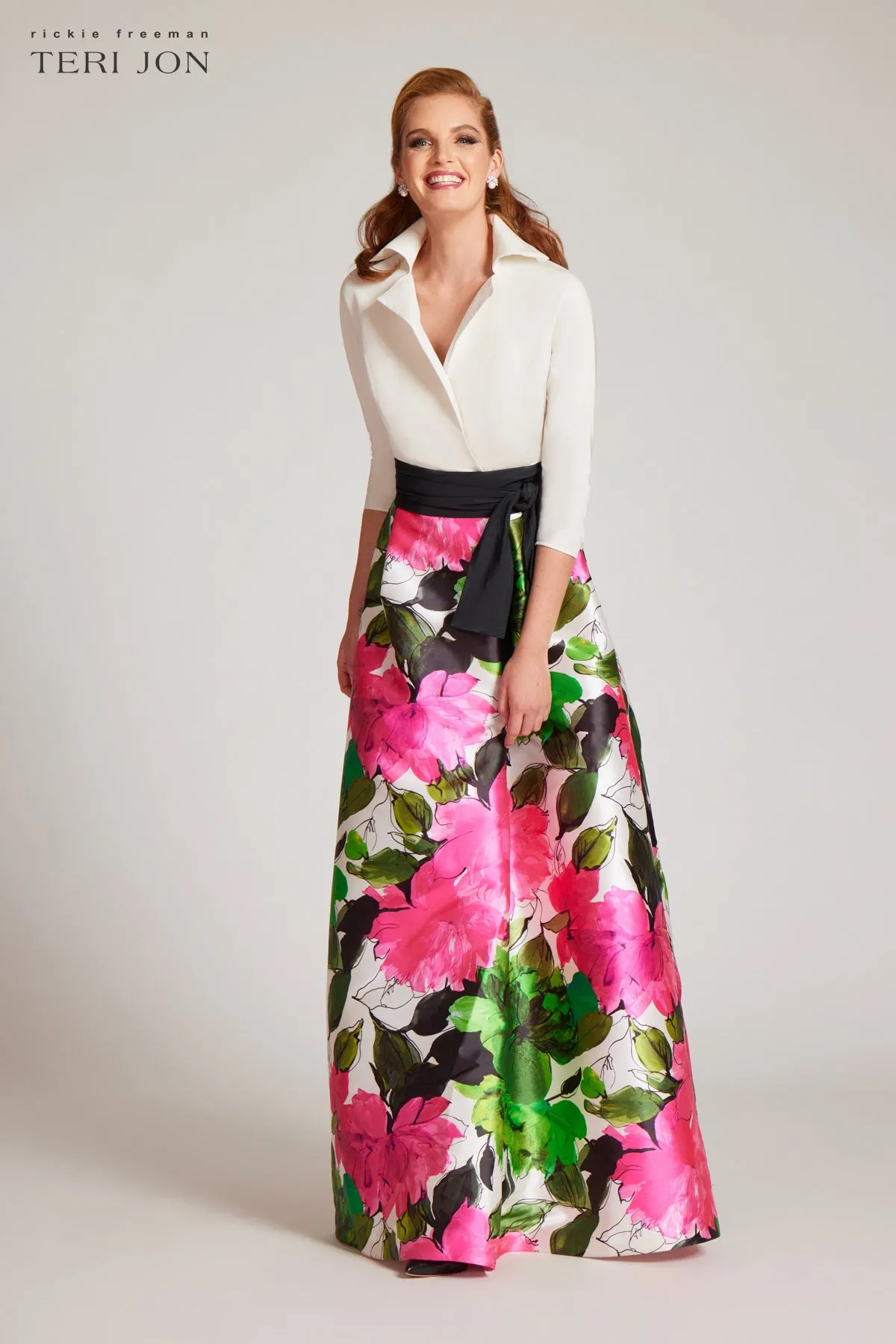 Taffeta Floral Mikado Shirtdress sold by Teri Jon