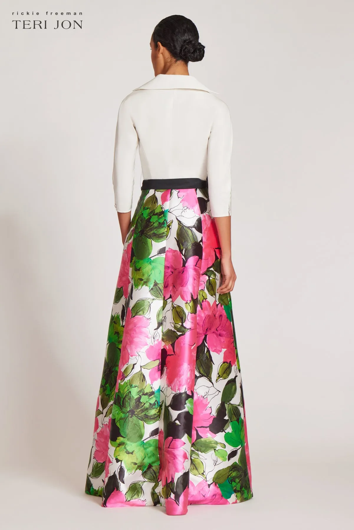 Taffeta Floral Mikado Shirtdress sold by Teri Jon product image thumbnail 5