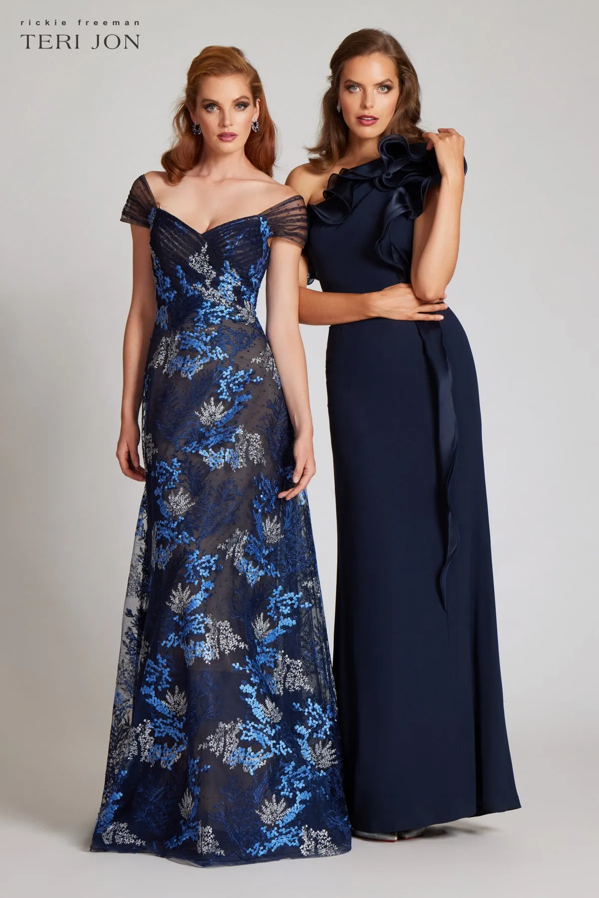 Crepe Column Gown With Organza sold by Teri Jon product image thumbnail 4