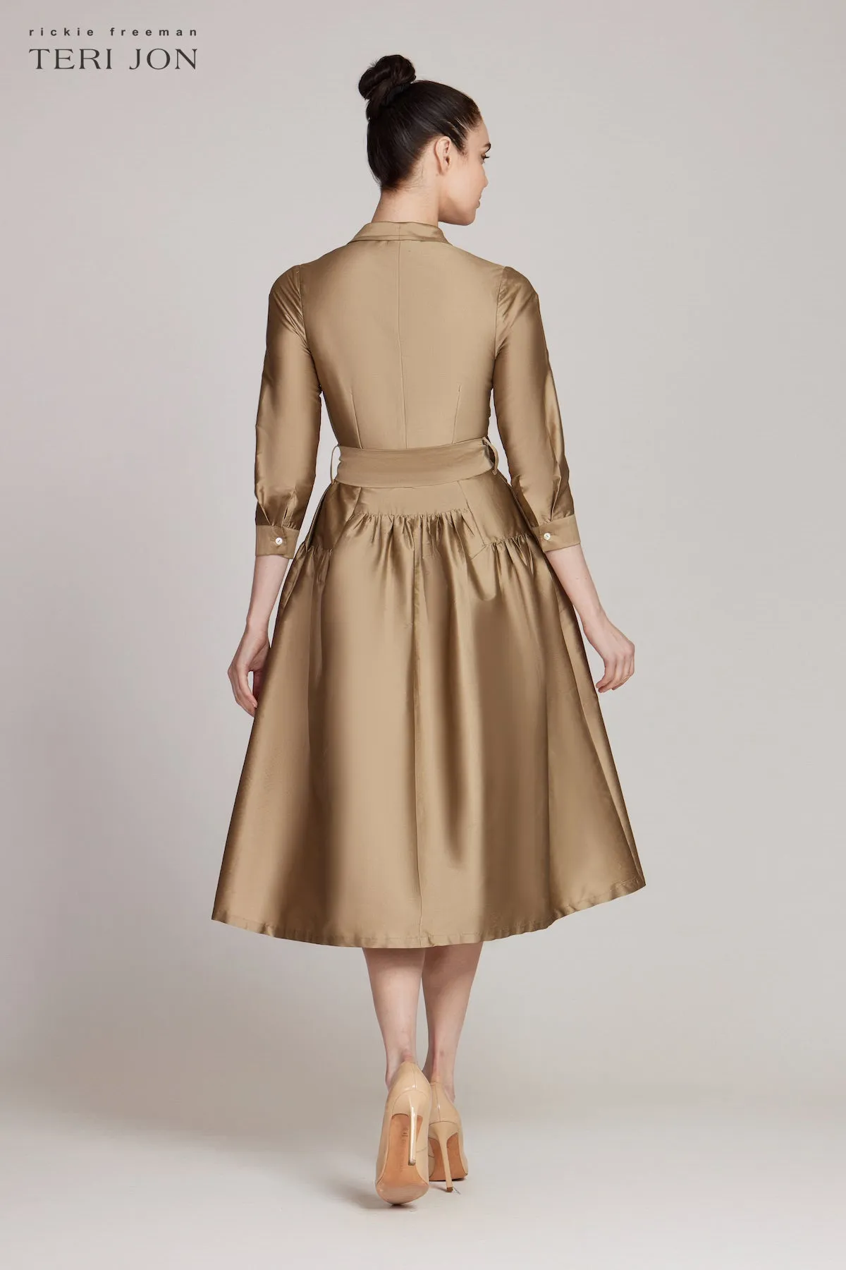 Taffeta Shirtdress With Beaded Placket sold by Teri Jon product image thumbnail 4