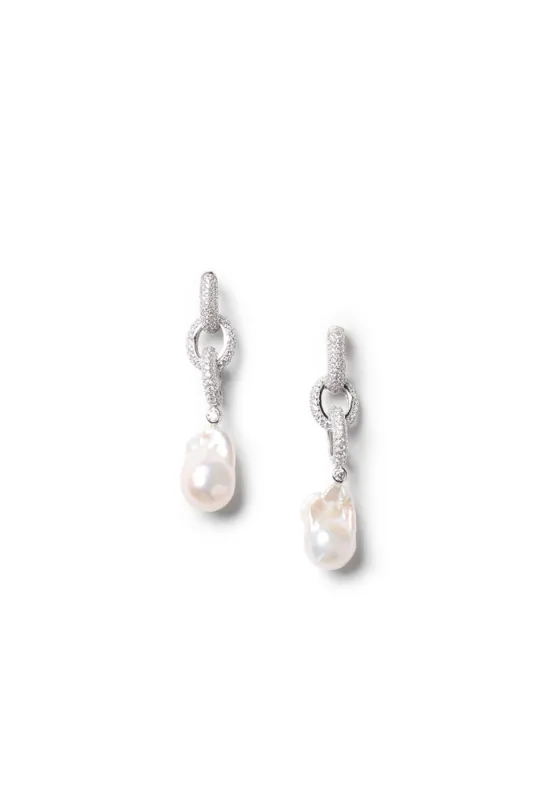 Pearl Link Drop Earrings made by Teri Jon