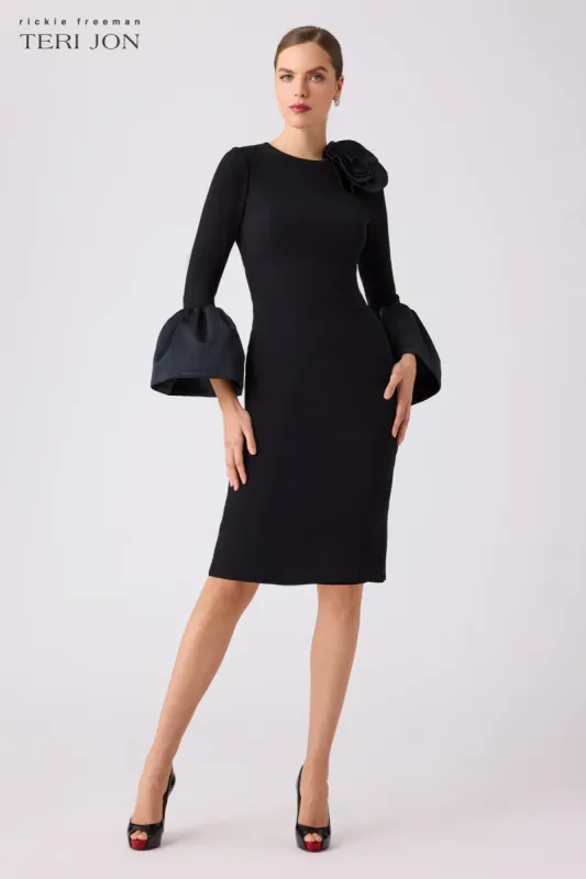 Crepe Dress With Satin Flower Applique Dress sold by Teri Jon