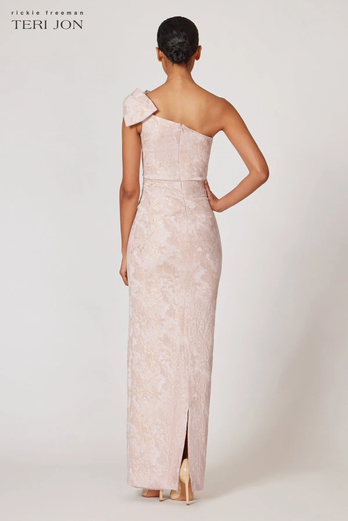 One Shoulder With Bow Trim Side Draped Gown sold by Teri Jon product image thumbnail 3