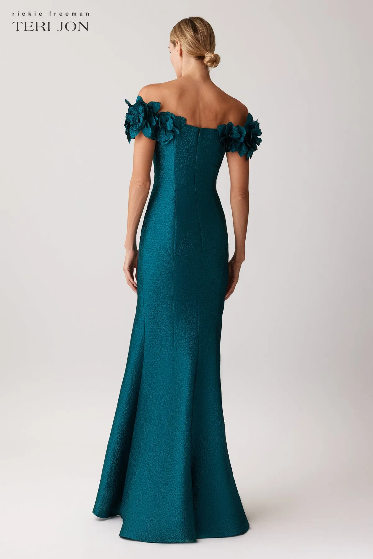 Jacquard Flower Petal Evening Gown sold by Teri Jon product image thumbnail 4