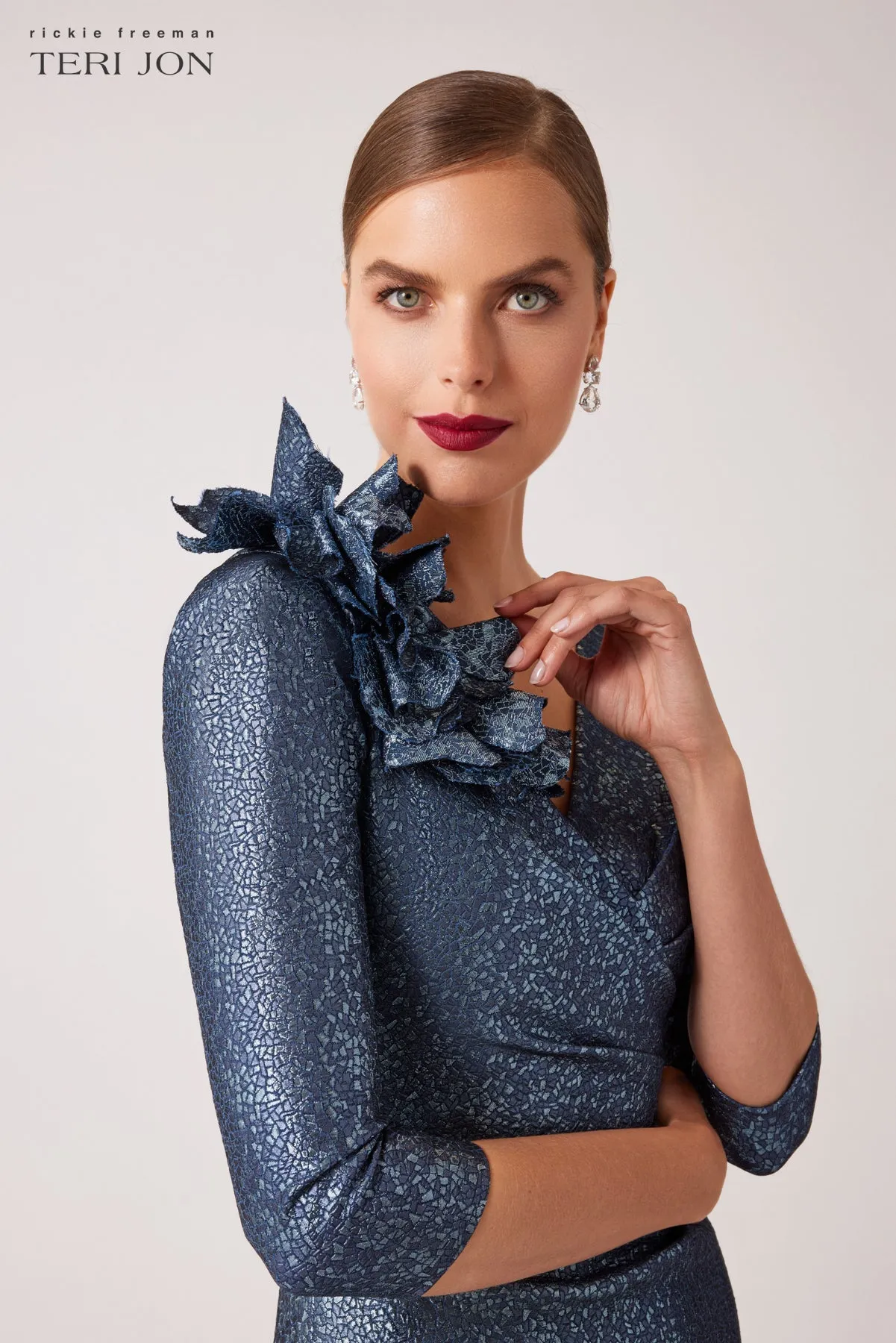 Stretch Metallic Formal Evening Gown sold by Teri Jon product image thumbnail 3